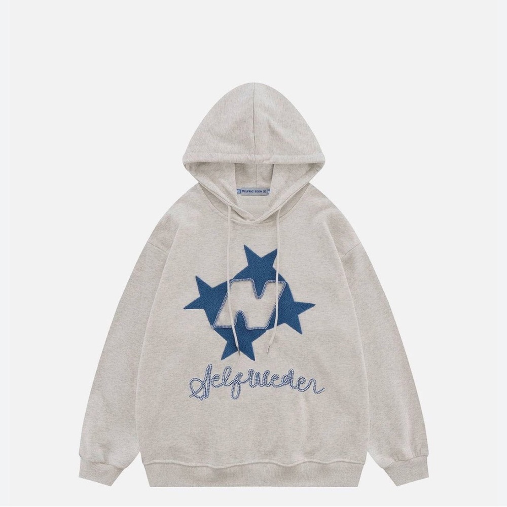 Aelfric Eden Light Gray Hoodie with Blue Stars (missing hoodie strings)